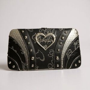 New Without Tags Vintage Baby Girl Wallet - Black & Silver Studded Design